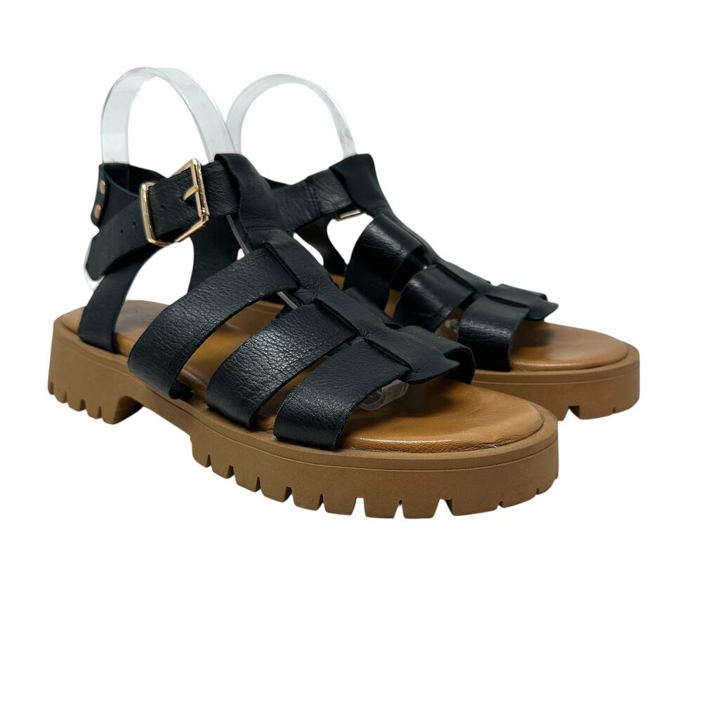 275 Central‎ Isaiah Sandals Fisherman Chunky Leather Black Size 40 US 10